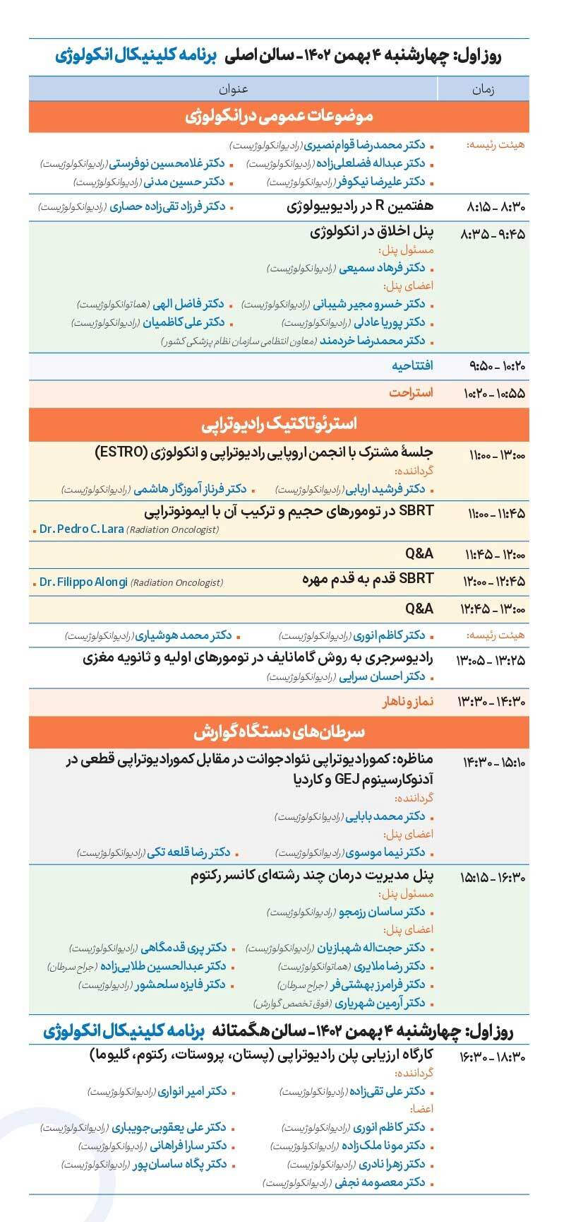 جزییات برنامه علمی هشتمین کنگره بین المللی و هجدهمین همایش سالانه کلینیکال انکولوژی جزییات برنامه علمی هشتمین کنگره بین المللی و هجدهمین همایش سالانه کلینیکال انکولوژی